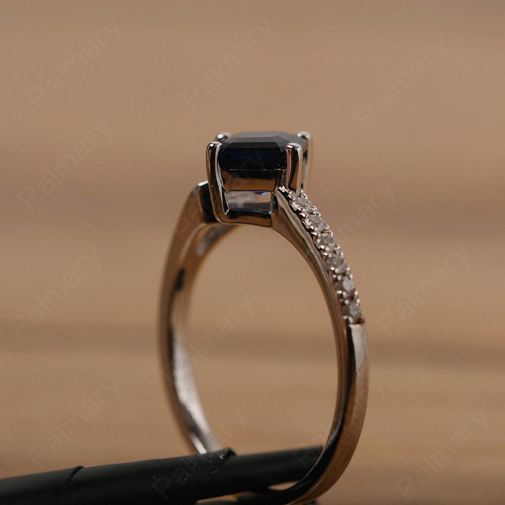 Asscher Cut Sapphire Promise Ring Silver - Palmary