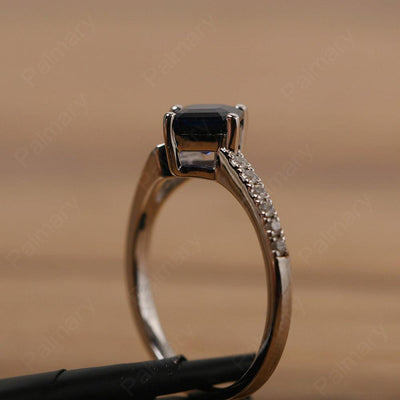 Asscher Cut Sapphire Promise Ring Silver - Palmary