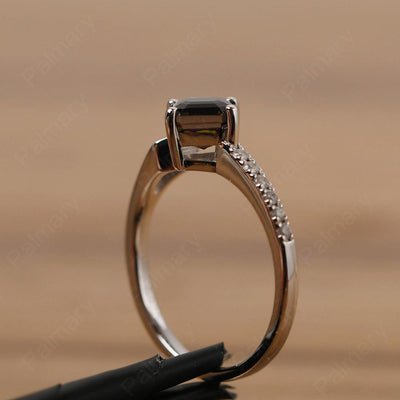 Asscher Cut Smoky Quartz  Promise Ring Silver - Palmary