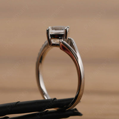 Asscher Cut White Topaz Promise Ring Silver - Palmary