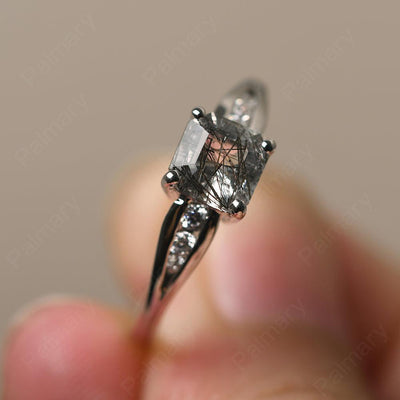 Asscher Cut Rutilated Quartz Ring White Gold - Palmary