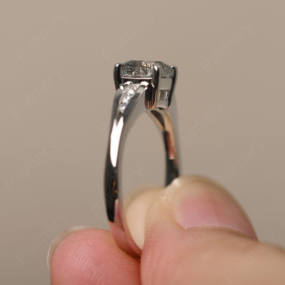 Asscher Cut Rutilated Quartz Ring White Gold - Palmary