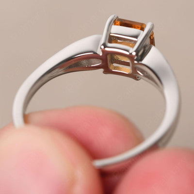 Asscher Cut Citrine Ring White Gold - Palmary