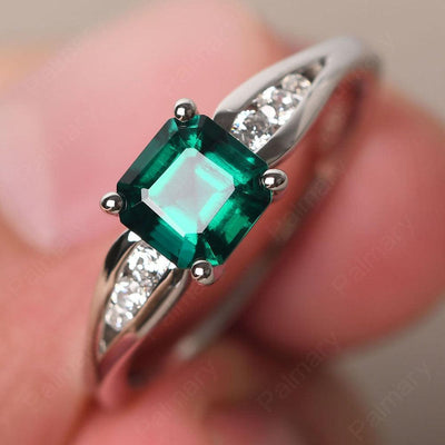 Asscher Cut Emerald Ring White Gold - Palmary