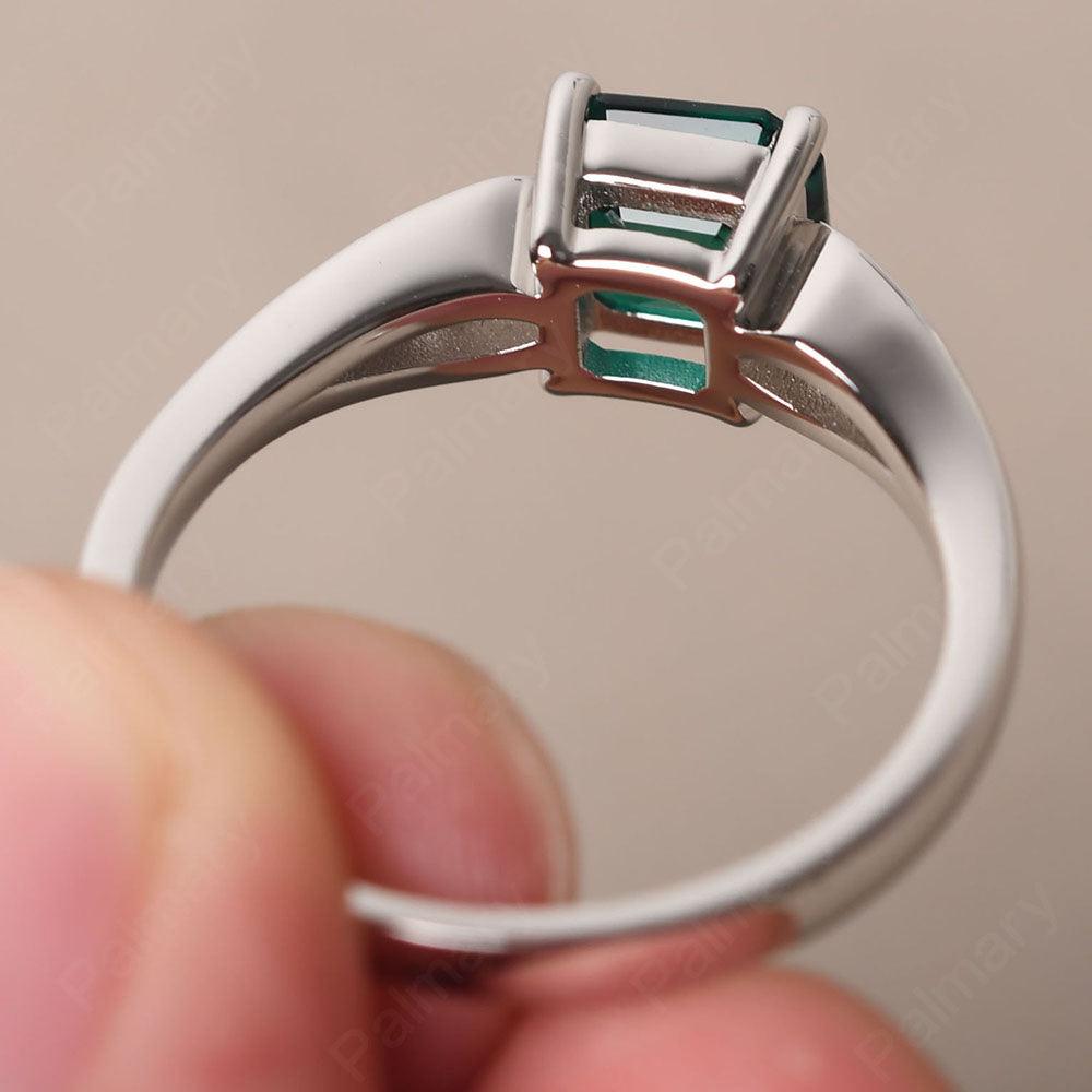 Asscher Cut Emerald Ring White Gold - Palmary