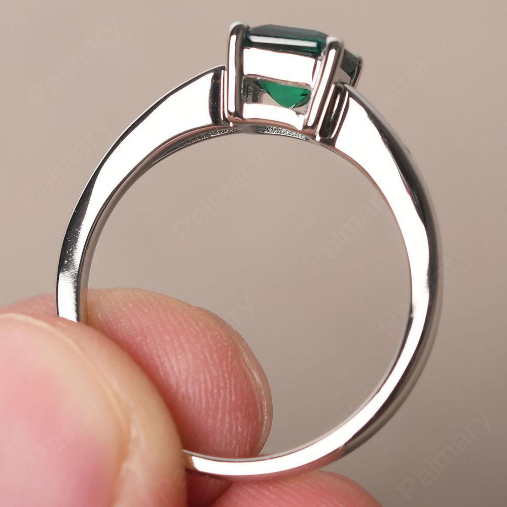 Asscher Cut Emerald Ring White Gold - Palmary