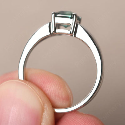 Asscher Cut Green Sapphire Ring White Gold - Palmary