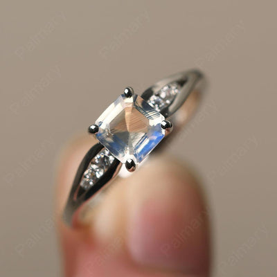 Asscher Cut Moonstone Ring White Gold - Palmary