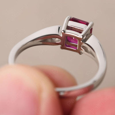 Asscher Cut Ruby Ring White Gold - Palmary