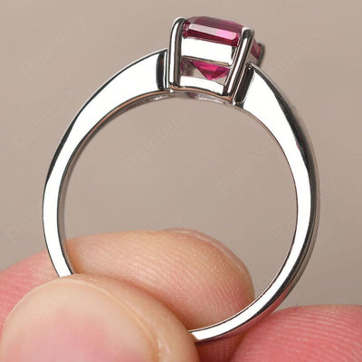 Asscher Cut Ruby Ring White Gold - Palmary