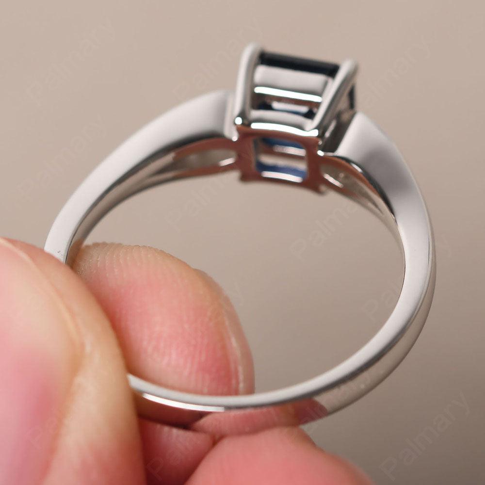 Asscher Cut Sapphire Ring White Gold - Palmary