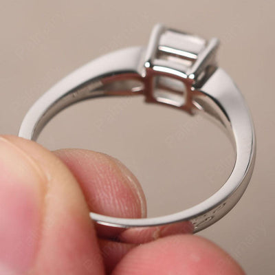 Asscher Cut White Topaz Ring White Gold - Palmary