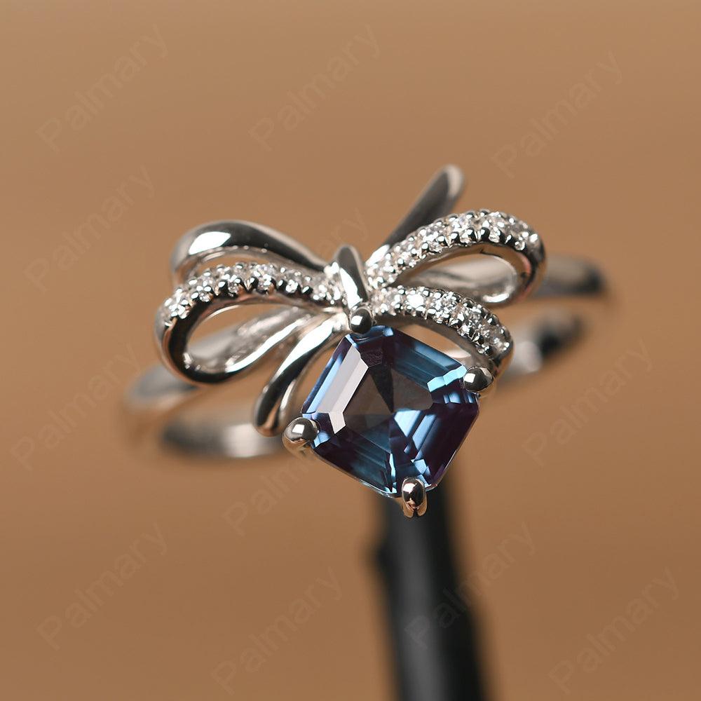 Asscher Cut Alexandrite Ring Sterling Silver - Palmary