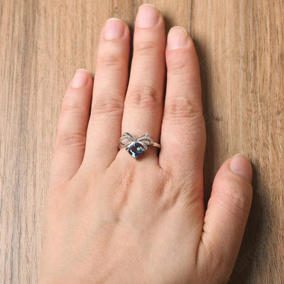 Asscher Cut Alexandrite Ring Sterling Silver - Palmary