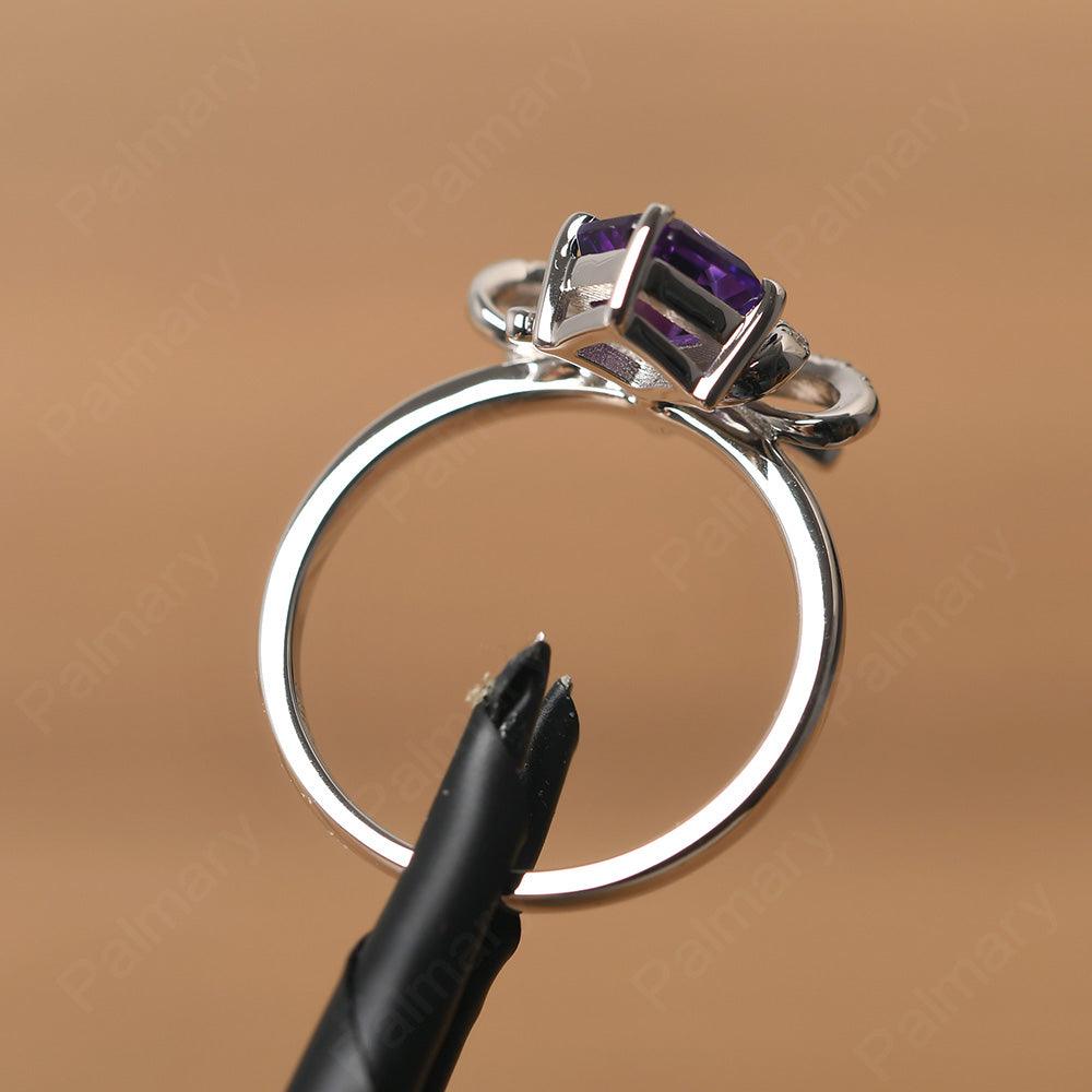 Asscher Cut Amethyst Ring Sterling Silver - Palmary