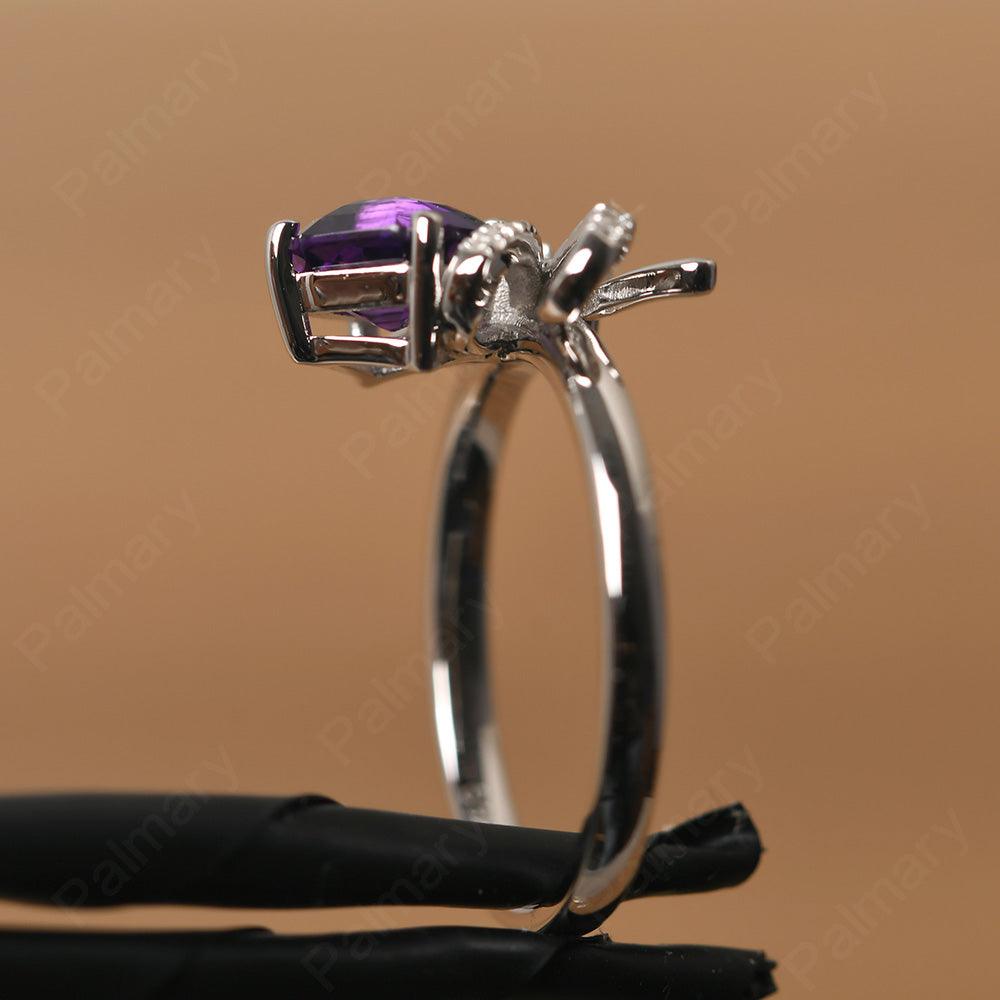 Asscher Cut Amethyst Ring Sterling Silver - Palmary