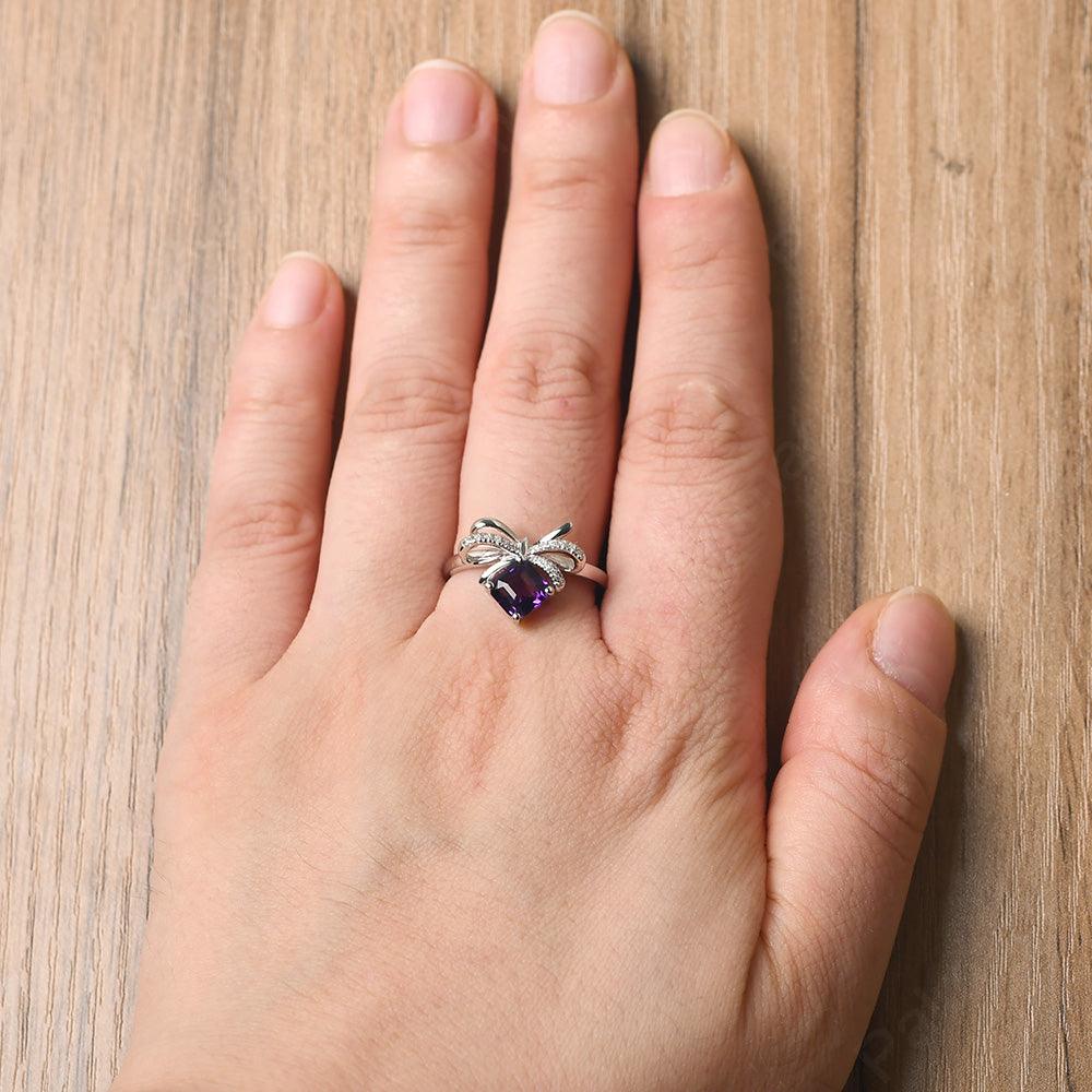 Asscher Cut Amethyst Ring Sterling Silver - Palmary