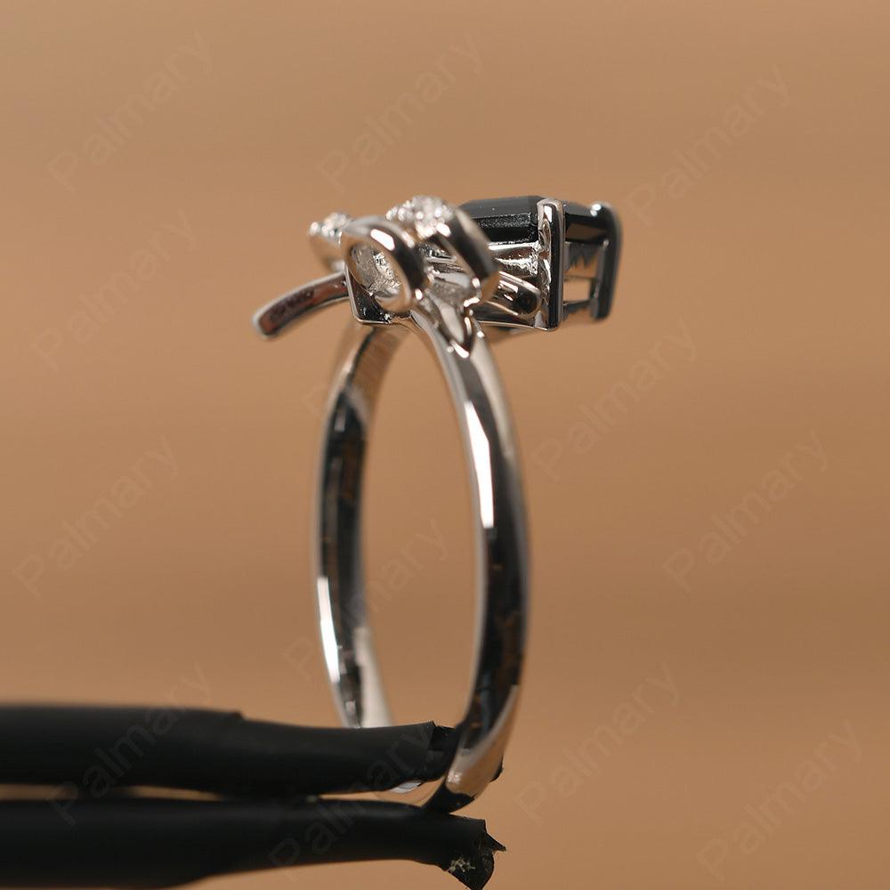 Asscher Cut Black Spinel Ring Sterling Silver - Palmary
