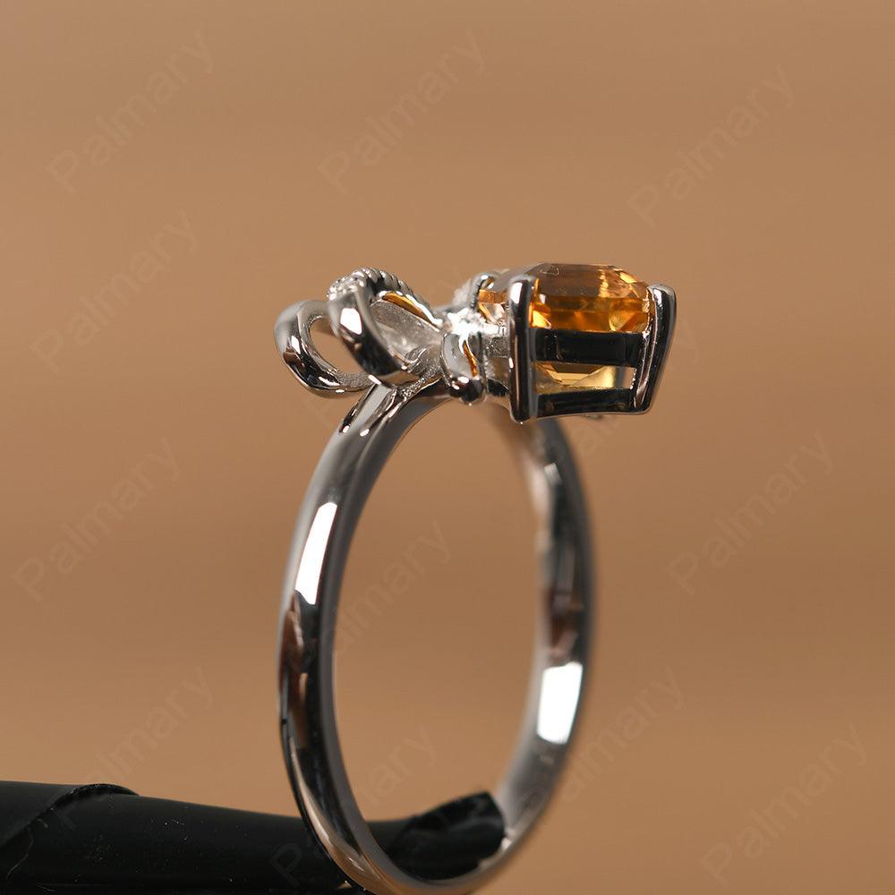 Asscher Cut Citrine Ring Sterling Silver - Palmary