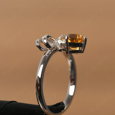 Asscher Cut Citrine Ring Sterling Silver - Palmary