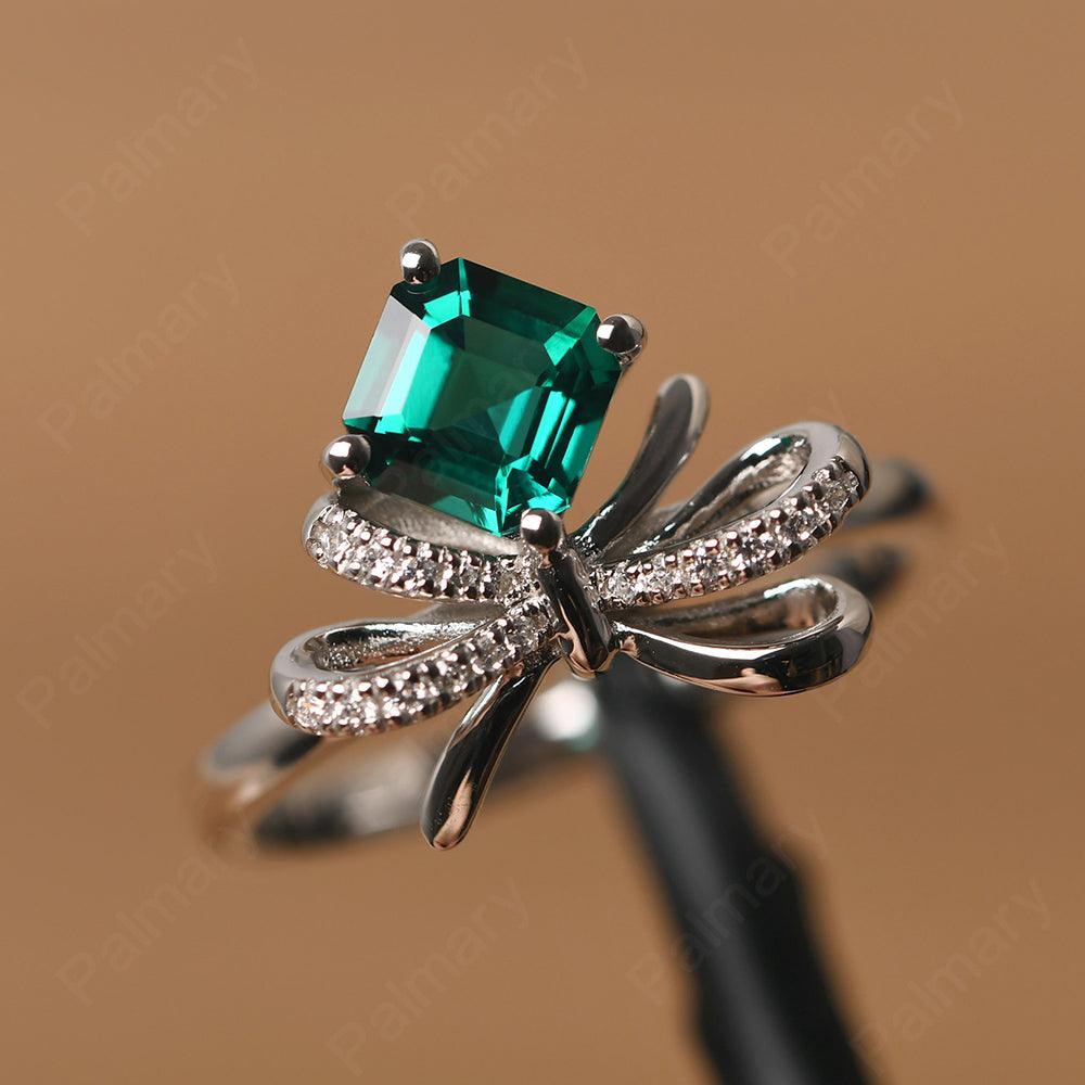 Asscher Cut Emerald Ring Sterling Silver - Palmary