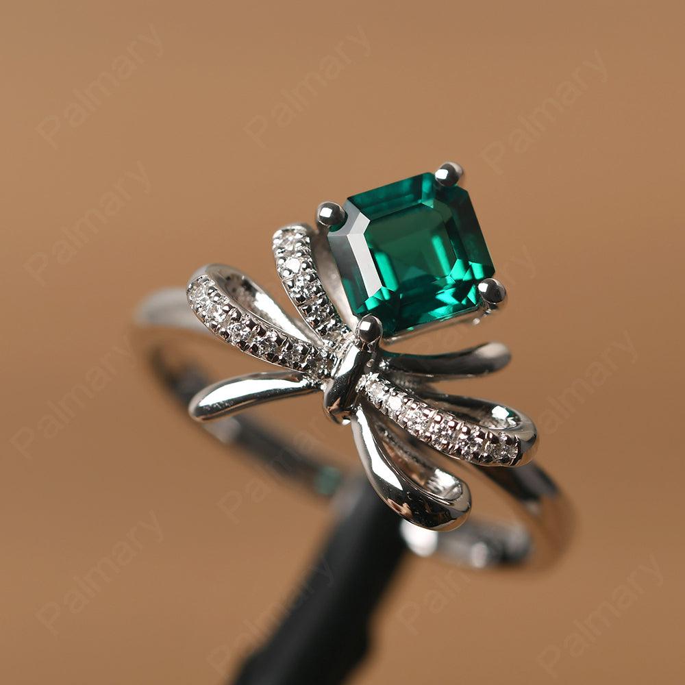 Asscher Cut Emerald Ring Sterling Silver - Palmary
