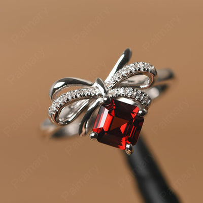 Asscher Cut Garnet Ring Sterling Silver - Palmary
