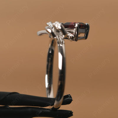 Asscher Cut Garnet Ring Sterling Silver - Palmary