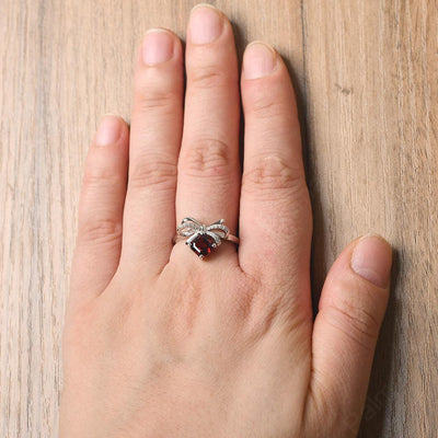 Asscher Cut Garnet Ring Sterling Silver - Palmary