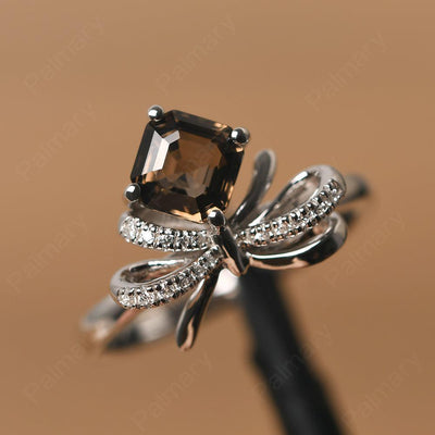 Asscher Cut Smoky Quartz  Ring Sterling Silver - Palmary