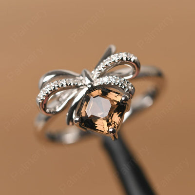 Asscher Cut Smoky Quartz  Ring Sterling Silver - Palmary