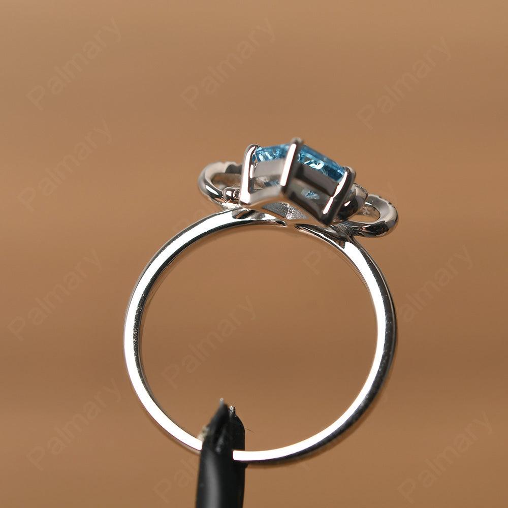Asscher Cut Swiss Blue Topaz Ring Sterling Silver - Palmary