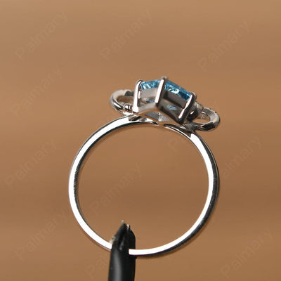 Asscher Cut Swiss Blue Topaz Ring Sterling Silver - Palmary