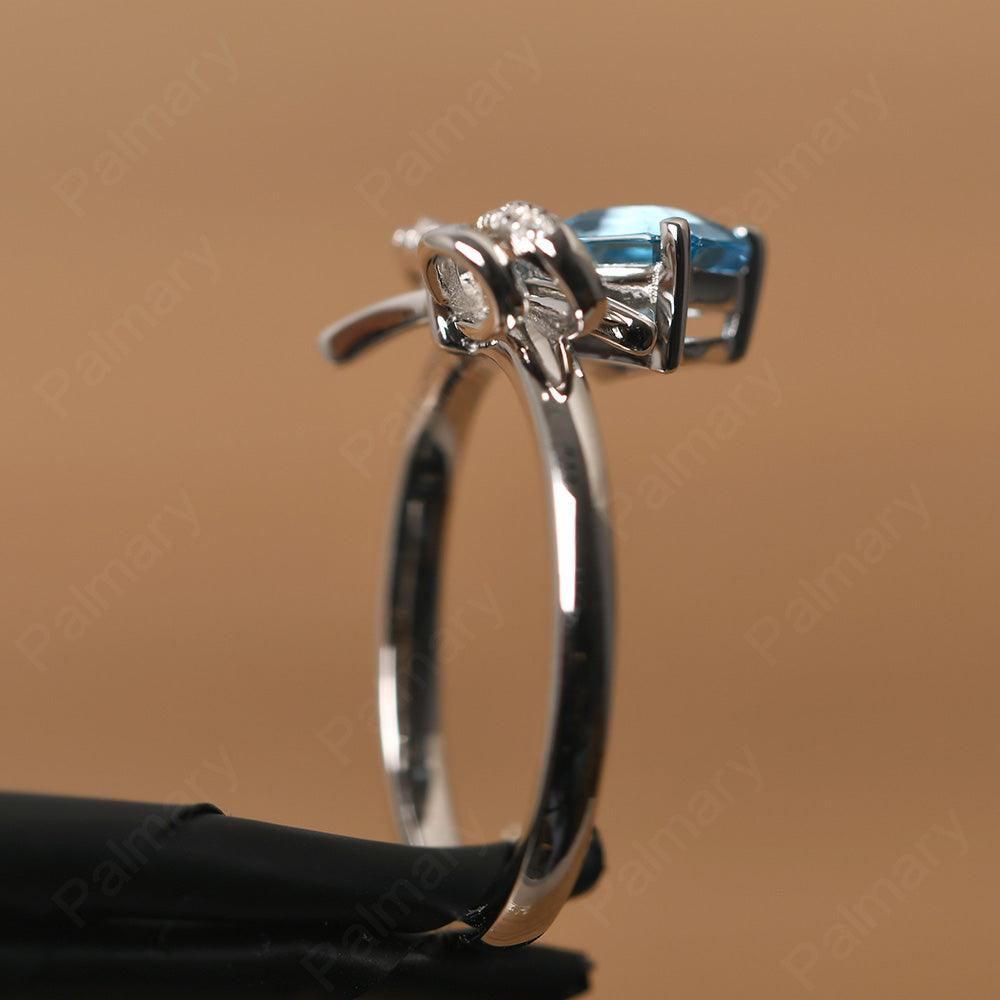Asscher Cut Swiss Blue Topaz Ring Sterling Silver - Palmary