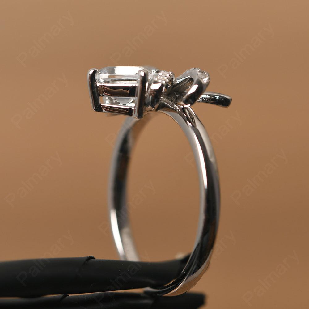 Asscher Cut White Topaz Ring Sterling Silver - Palmary