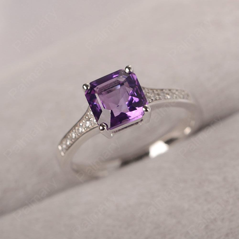 Asscher Cut Amethyst Engagement Rings - Palmary