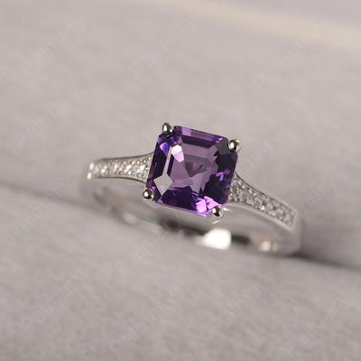 Asscher Cut Amethyst Engagement Rings - Palmary