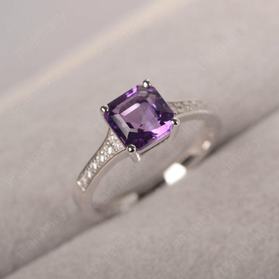 Asscher Cut Amethyst Engagement Rings - Palmary