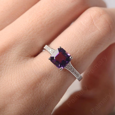 Asscher Cut Amethyst Engagement Rings - Palmary