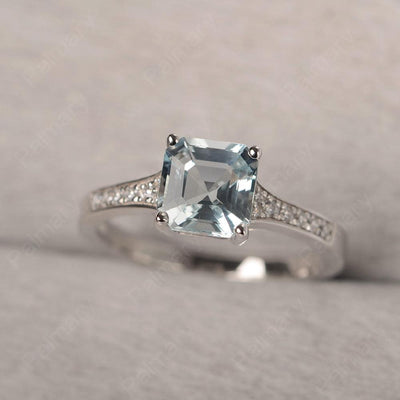 Asscher Cut Aquamarine Engagement Rings - Palmary