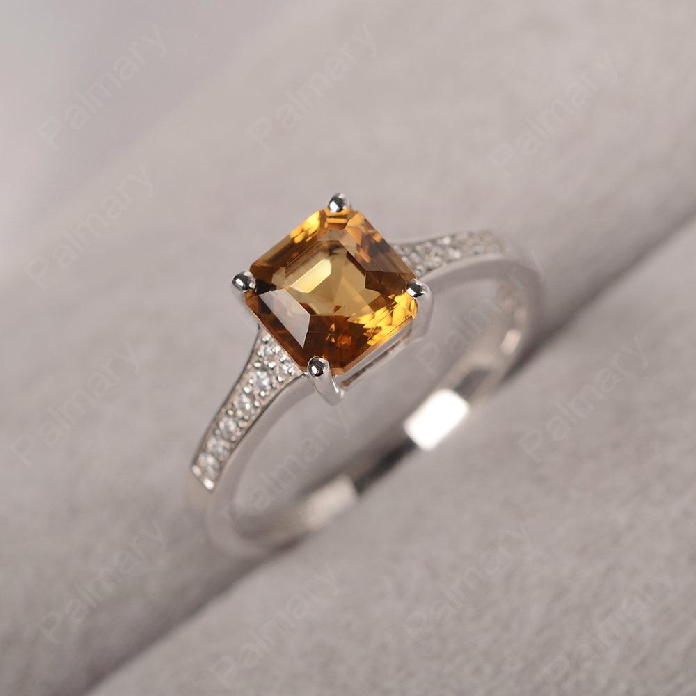 Asscher Cut Citrine Engagement Rings - Palmary