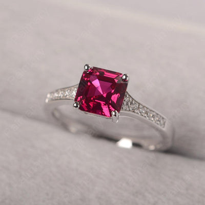 Asscher Cut Ruby Engagement Rings - Palmary