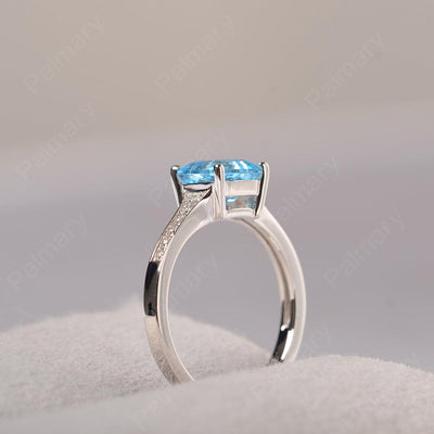 Asscher Cut Swiss Blue Topaz Engagement Rings - Palmary