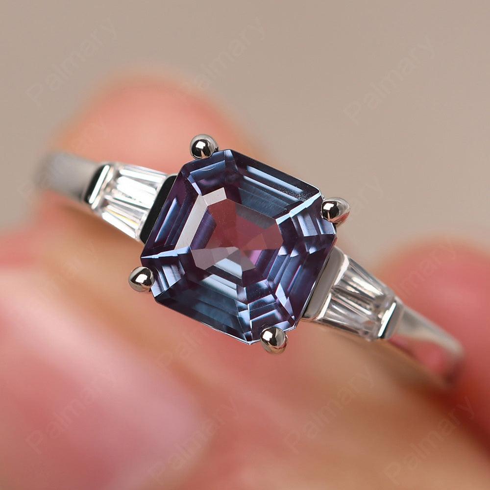 Asscher Cut Alexandrite Wedding Ring - Palmary