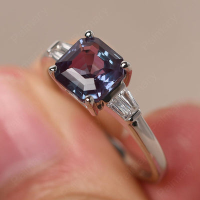 Asscher Cut Alexandrite Wedding Ring - Palmary