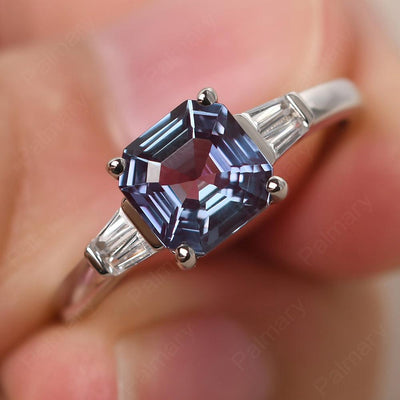 Asscher Cut Alexandrite Wedding Ring - Palmary