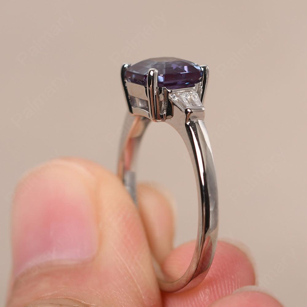 Asscher Cut Alexandrite Wedding Ring - Palmary