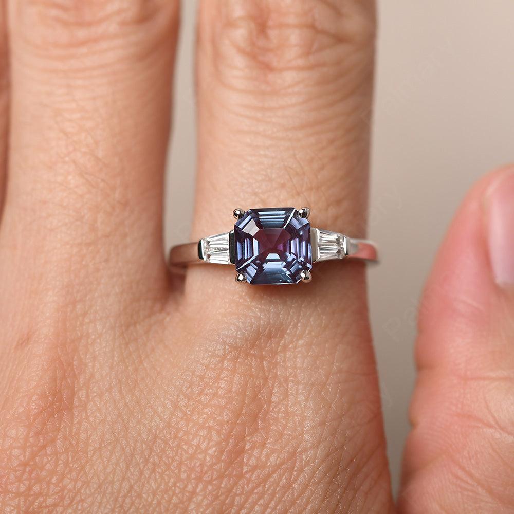 Asscher Cut Alexandrite Wedding Ring - Palmary