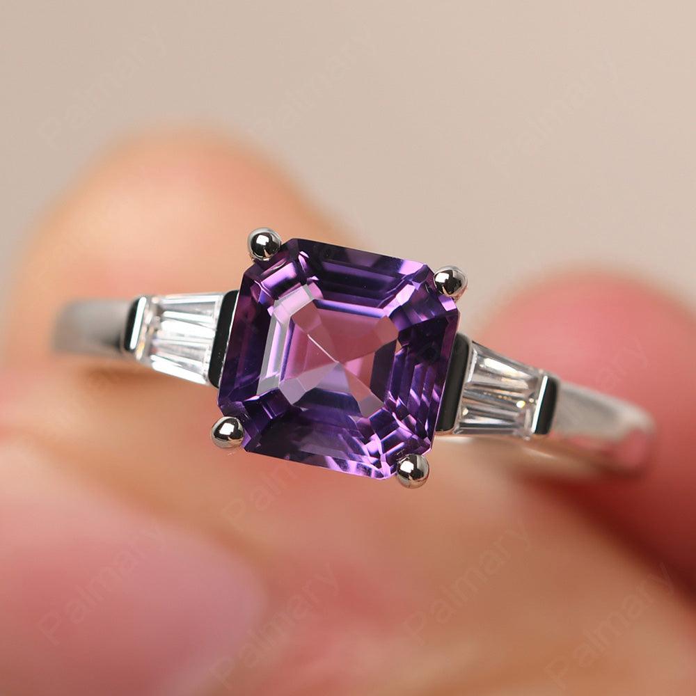 Asscher Cut Amethyst Wedding Ring - Palmary