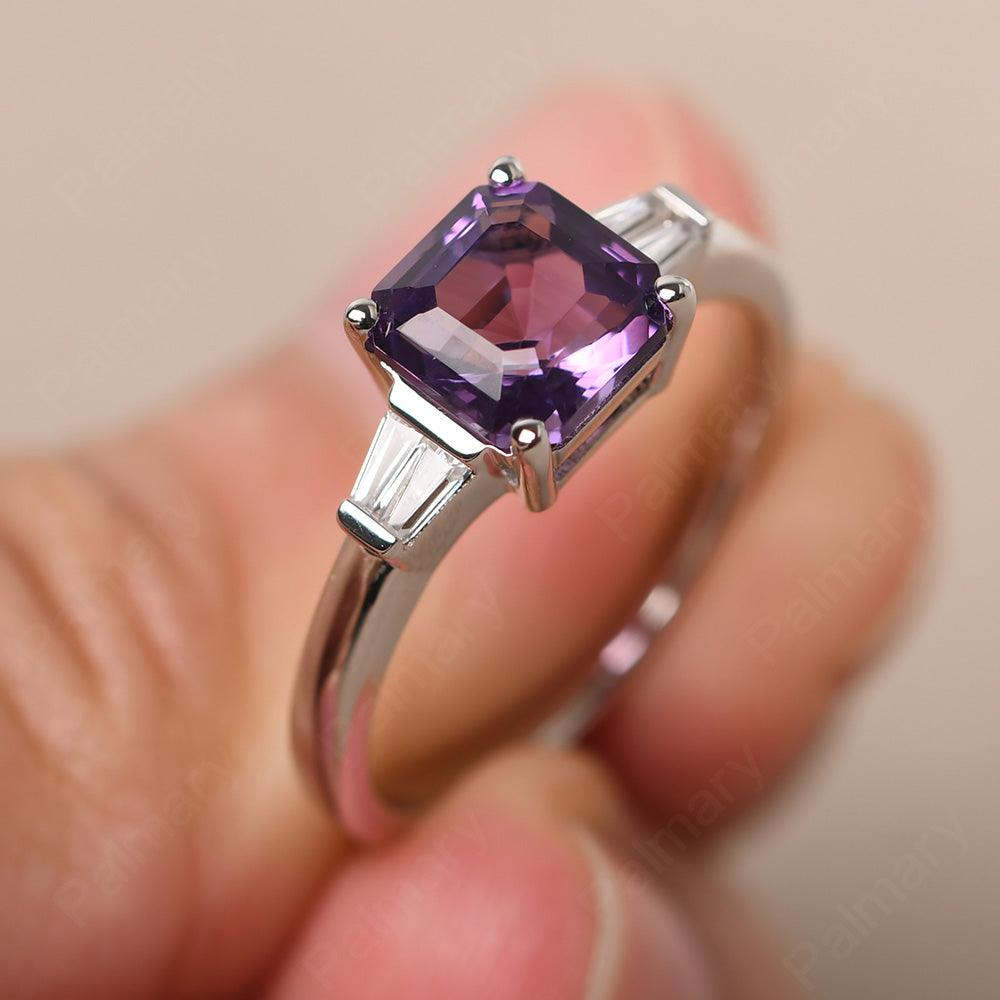 Asscher Cut Amethyst Wedding Ring - Palmary
